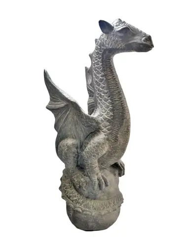 Product image of the product “Sitting dragon on a rock. Dyed in the color antique finish. In the sizes from 60 to 75cm. ”